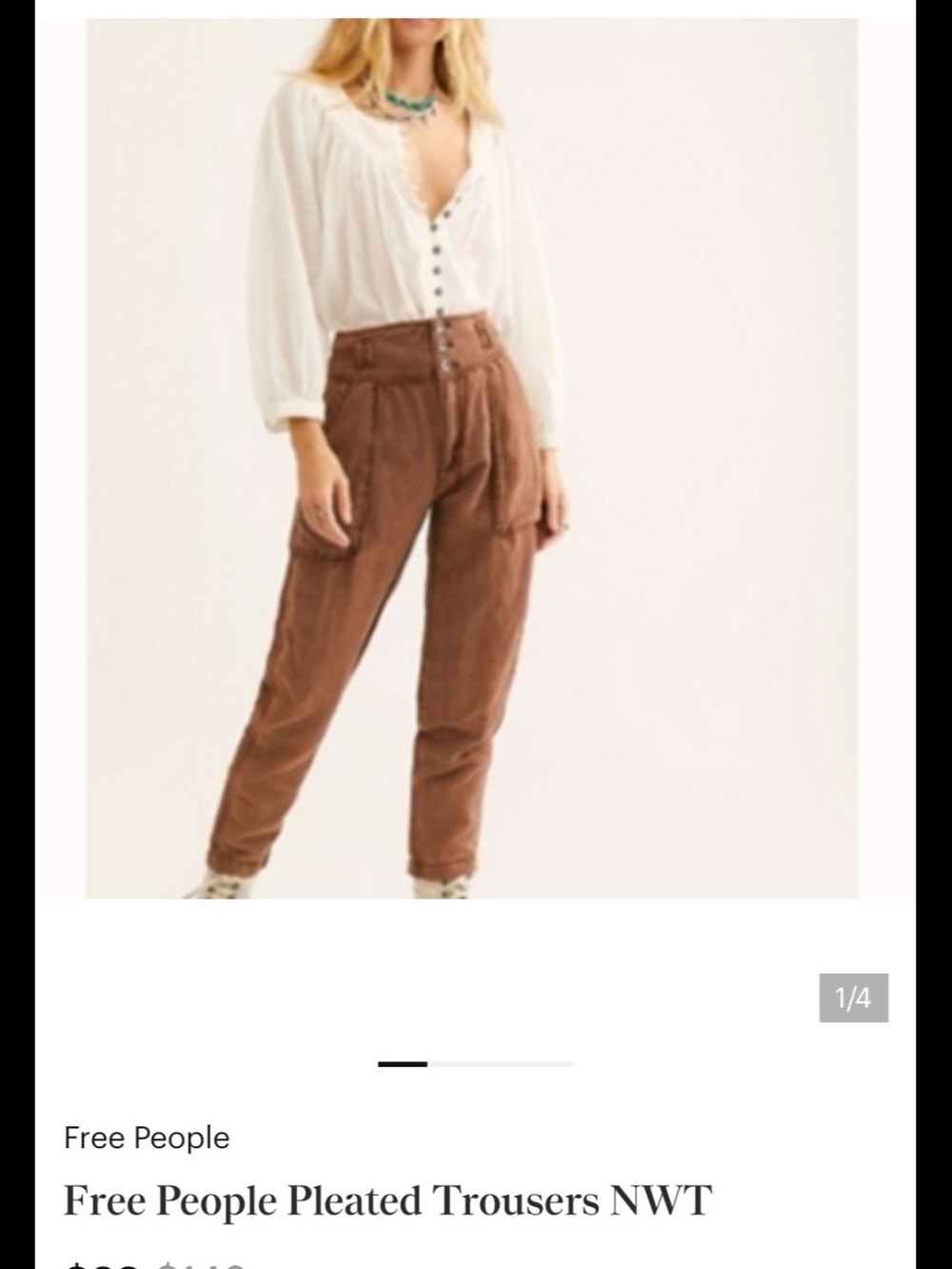 Free People High-Waist Pleated Cargo Pants in Brown-12
